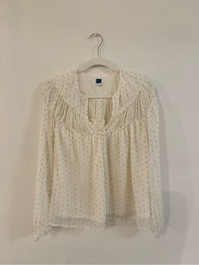 Women's Cream Ruffle-Neck Blouse